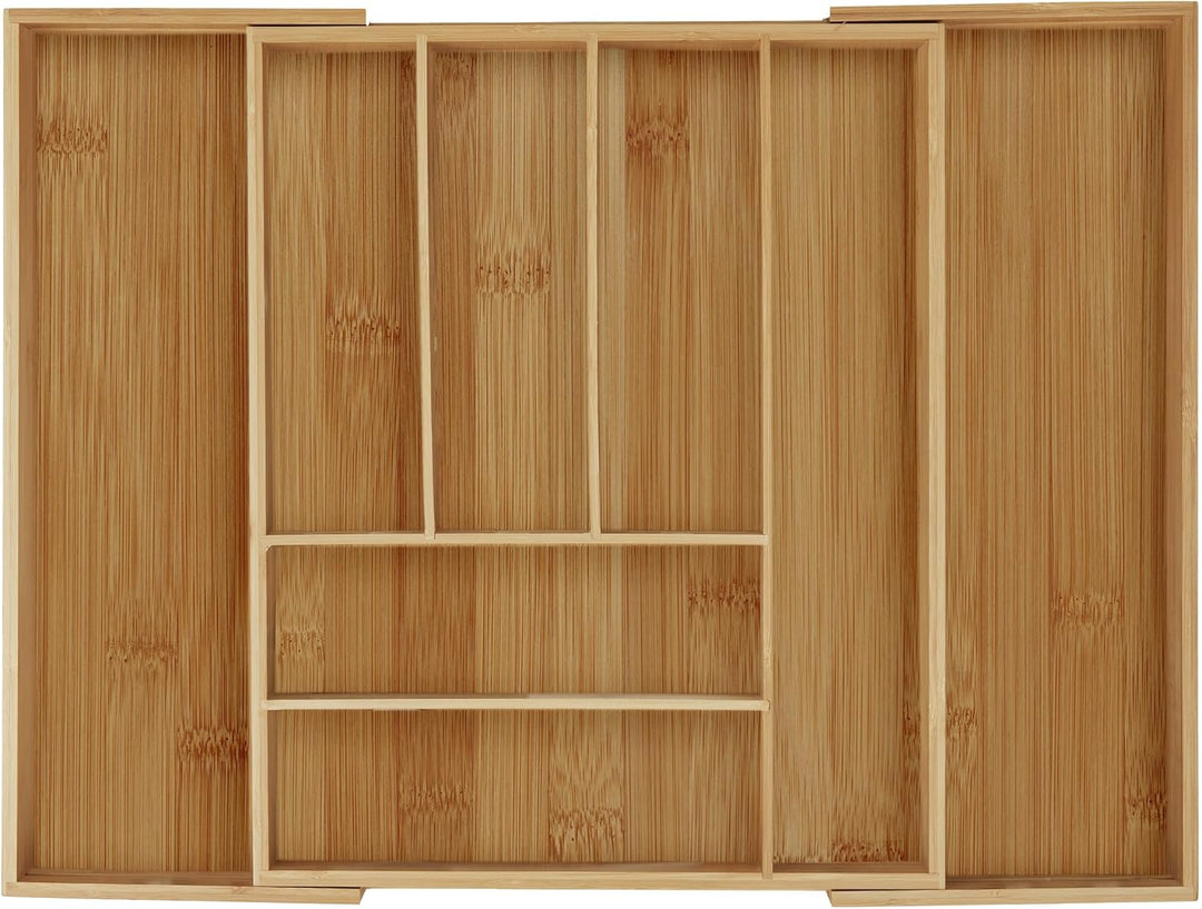 Relaxdays Besteckkasten Bambus, ausziehbar, Besteckeinsatz für Schubladen, Schubladeneinsatz HBT 6,