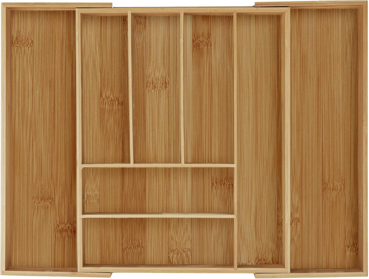 Relaxdays Besteckkasten Bambus, ausziehbar, Besteckeinsatz für Schubladen, Schubladeneinsatz HBT 6,