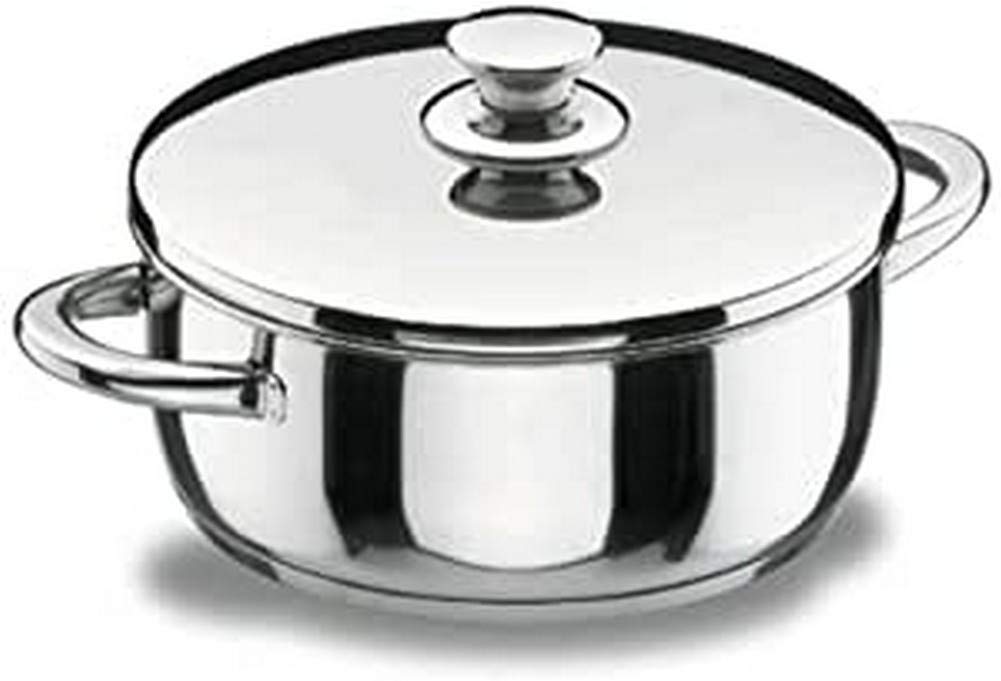 LACOR 40018 Bratentopf mit Deckel 18 cm Vitrocor, silber, 18 cm