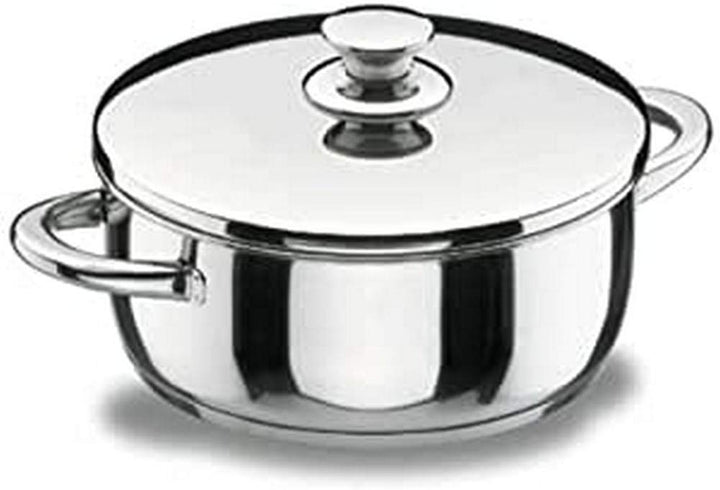 LACOR 40018 Bratentopf mit Deckel 18 cm Vitrocor, silber, 18 cm
