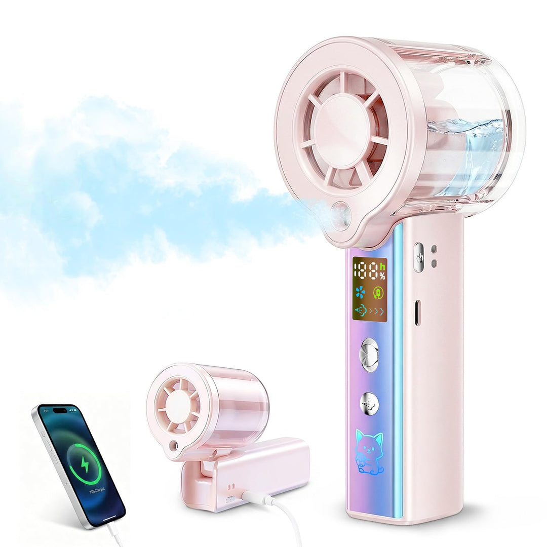 Carehabi Handventilator mit Wasserkühlung, 30000 U/min Mini Ventilator Akku 3000mAh, 1-100 Stufen Tr