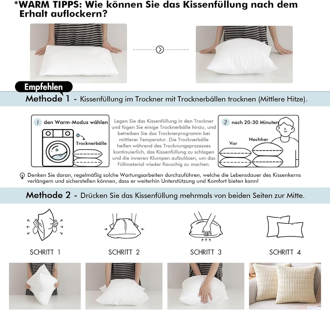 MIULEE Kissen 55x55 cm Füllung 4er Set, Waschbare Kissenfüllung Sofakissen, Polster Innenkissen Deko