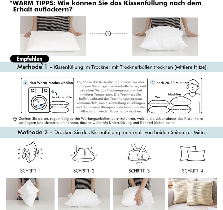 MIULEE Kissen 55x55 cm Füllung 4er Set, Waschbare Kissenfüllung Sofakissen, Polster Innenkissen Deko