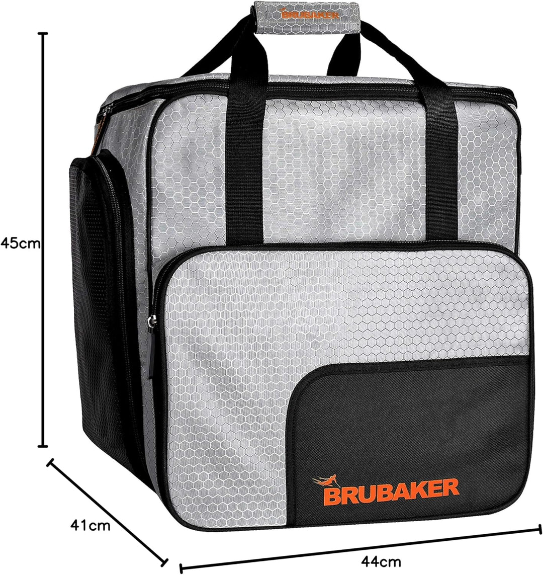 BRUBAKER SuperTec Skischuhtasche Helmtasche Rucksack mit Schuhfach - Silber Orange