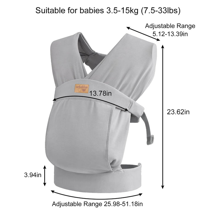 Babytrage für Neugeborene ab Geburt Extra Weich, Bauchtrage Baby-Tragetasche Ergonomisch (Light Grey
