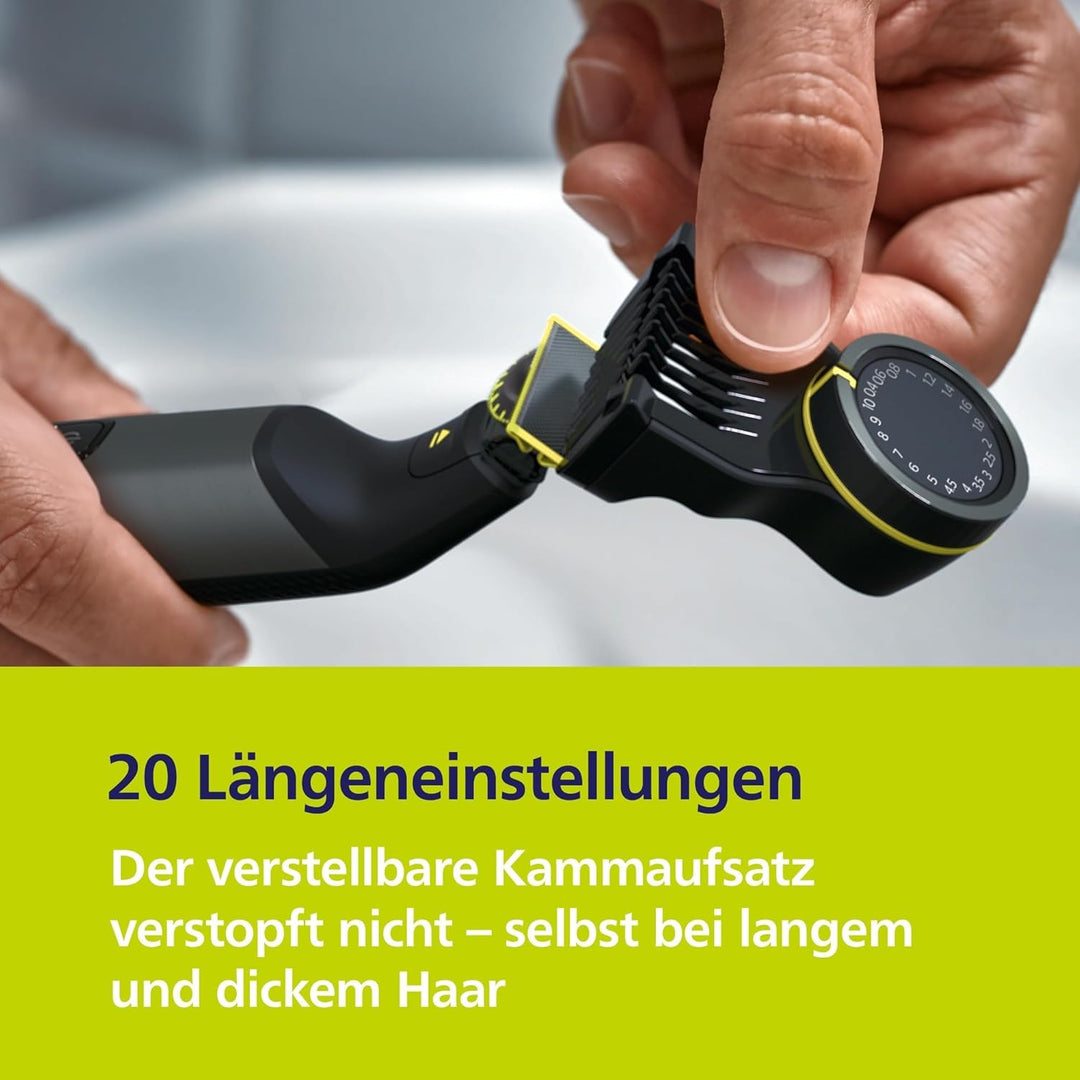 Philips OneBlade Pro 360 Face & Body - Elektrischer Bartschneider, Rasierer und Bodygroomer, 2x 360-
