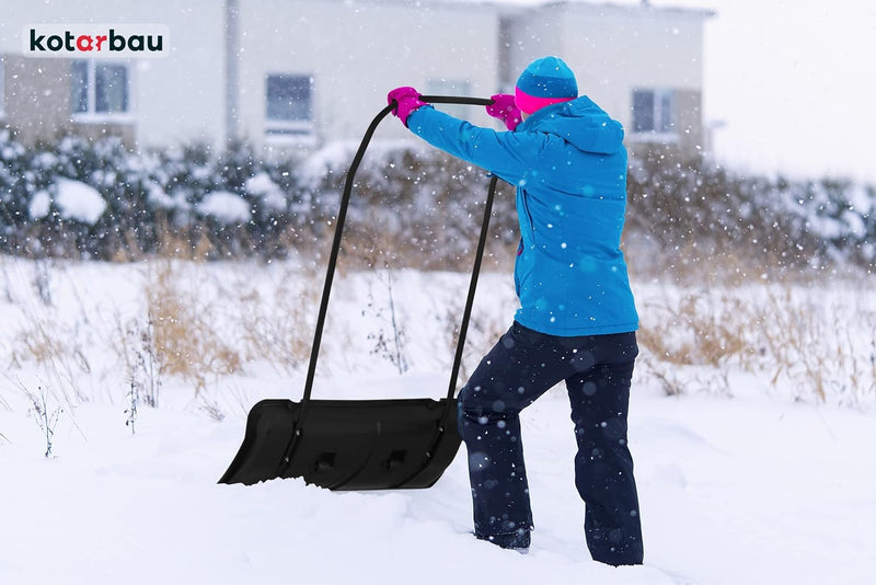KOTARBAU® Schneeschieber mit Rädern Schneeschaufel 80 cm Schneewanne mit Alu-Profilkante Schneeschip