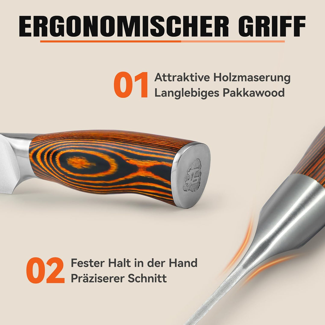 TUO Käsemesser mit Pakkaholz-Griff, Klingenlänge: 12,7cm, Gezahntes Käsepresser aus Deutschem Edelst