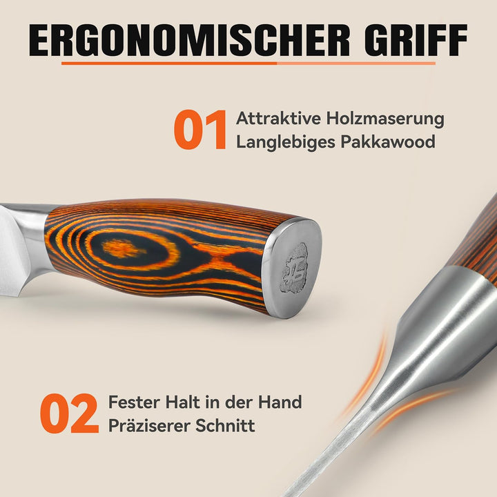 TUO Käsemesser mit Pakkaholz-Griff, Klingenlänge: 12,7cm, Gezahntes Käsepresser aus Deutschem Edelst