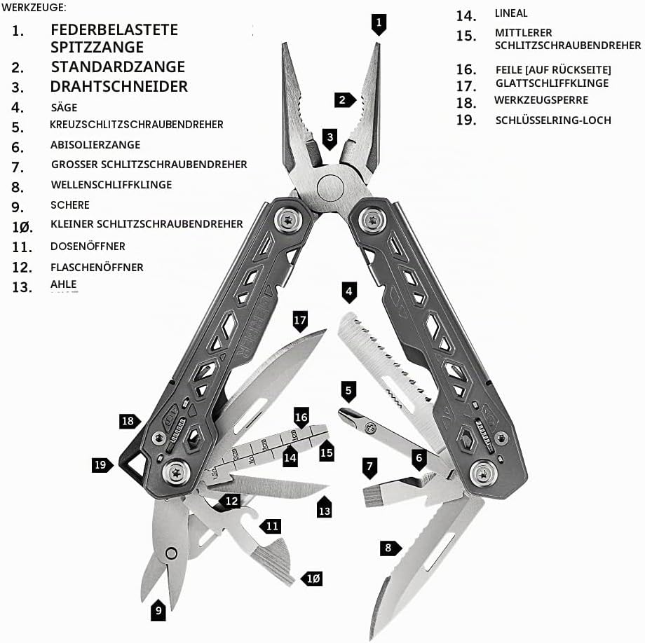 Gerber Multifunktionswerkzeug mit Nylon-Scheide und 17 Funktionen, Truss Multi-tool, 30-001546 17 To