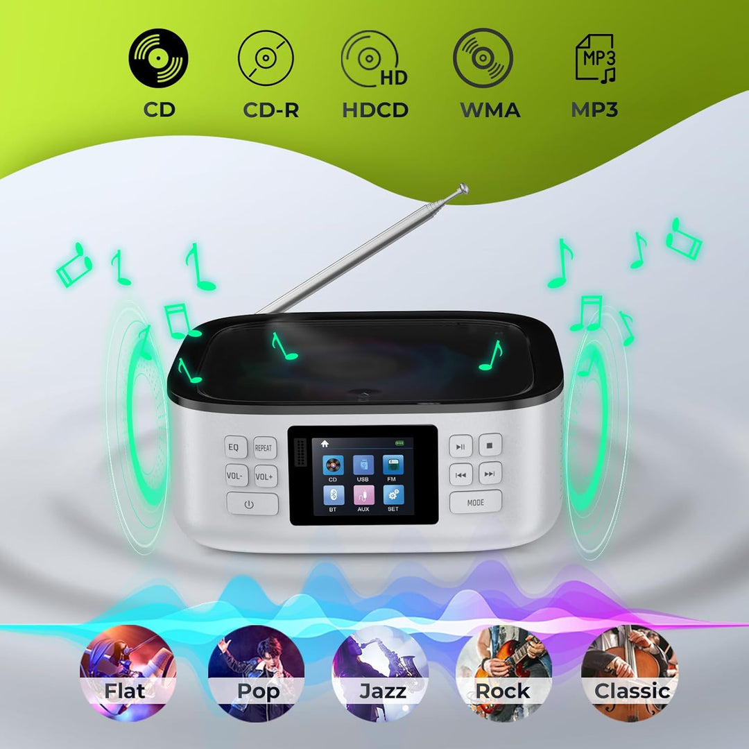 [2025 New] ARAFUNA CD Player Tragbarer, Radio mit CD Player Bluetooth, Boombox CD-Spieler mit Lautsp