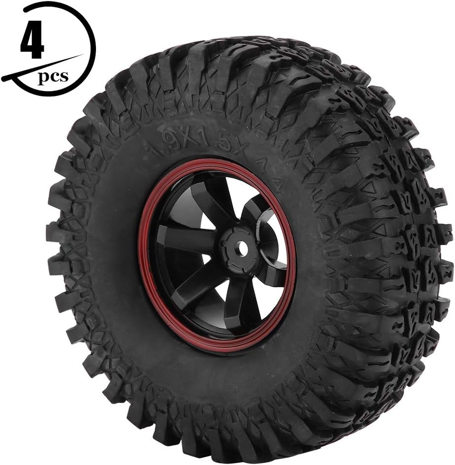 Dilwe RC Auto Reifen, 4 Stück Rad Reifen 6 Löcher Gummi Reifen mit Naben für 1/10 Skala RC Crawler O