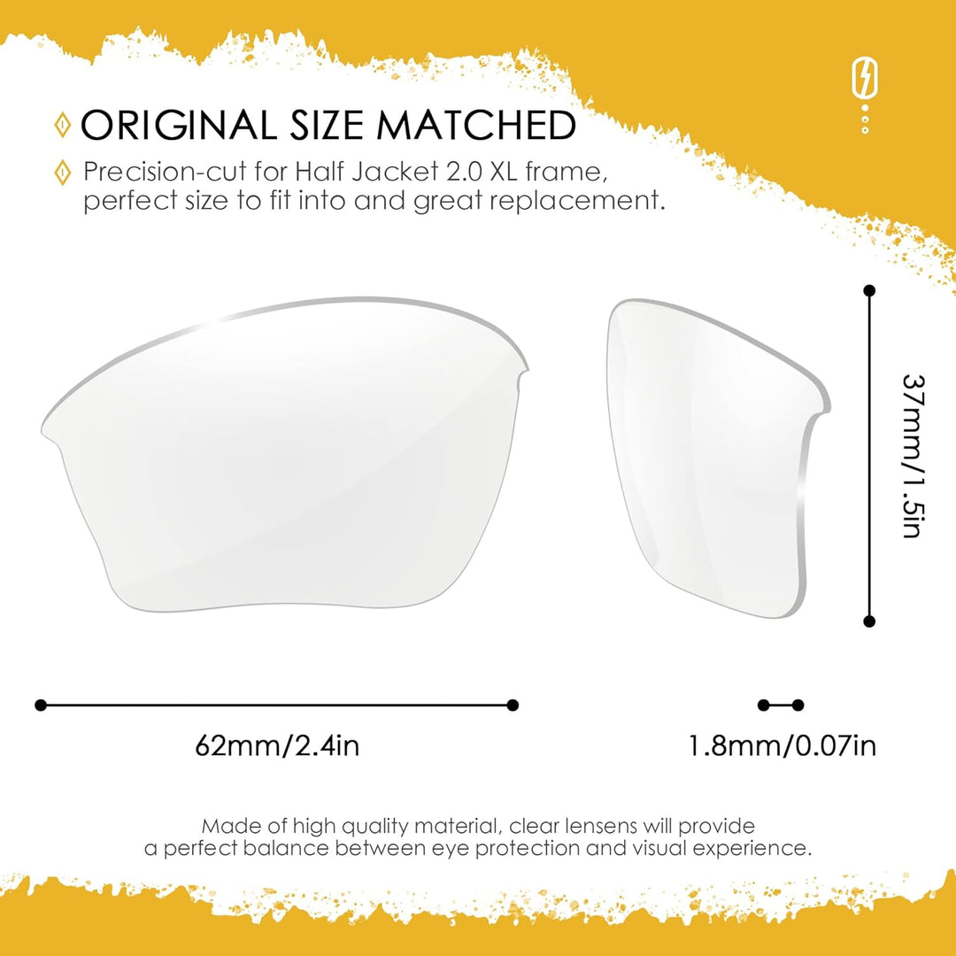 AOZAN ANSI Z87.1 Ersatzgläser kompatibel mit Oakley Half Jacket 2.0 XL OO9153 Sonnenbrille Hochauflö