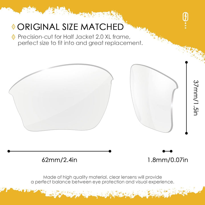 AOZAN ANSI Z87.1 Ersatzgläser kompatibel mit Oakley Half Jacket 2.0 XL OO9153 Sonnenbrille Hochauflö
