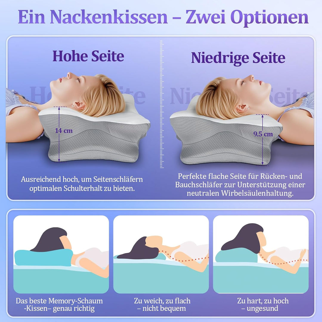 Nackenkissen Kopfkissen - Memory Foam Kissen - Stabile Nackenstütze Schlafkissen Pillows for Sleepin
