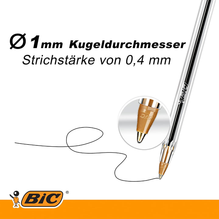 BIC Kugelschreiber Cristal Original, in Schwarz, Strichstärke 0,4 mm, 150er Pack, Ideal für das Büro