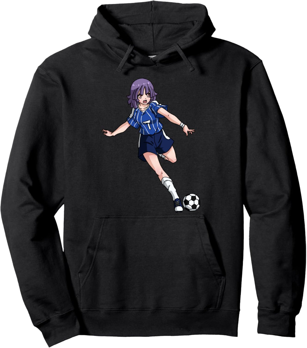 Fussball Anime Girl Japanisch Waifu Weeb Aesthetic Soccer Pullover Hoodie