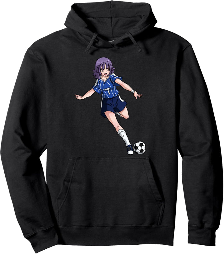 Fussball Anime Girl Japanisch Waifu Weeb Aesthetic Soccer Pullover Hoodie