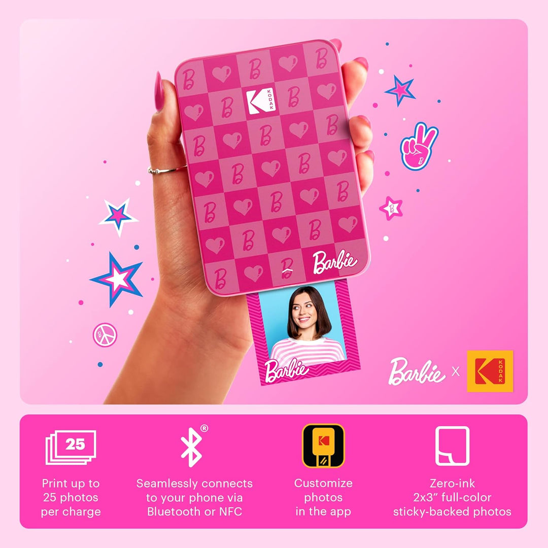 Kodak x Barbie Step Slim Kabelloser Sofortbild-Fotodrucker Barbie Geschenk-Bundle (Iconic Style) + B