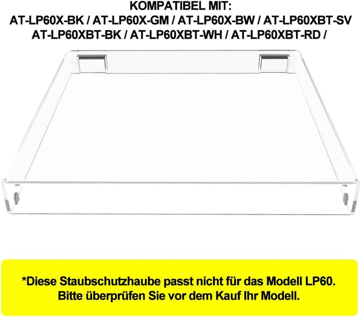 Staubschutzhaube für Plattenspieler kompatibel mit AT-LP60XBT Turntables