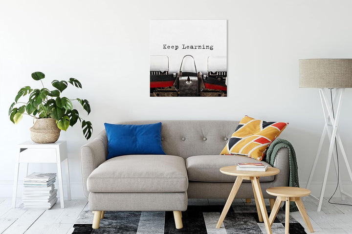 Pixxprint Keep lerning! Motivaton als Leinwandbild Quadratisch| Grösse: 60x60 cm | Wandbild | Kunstd