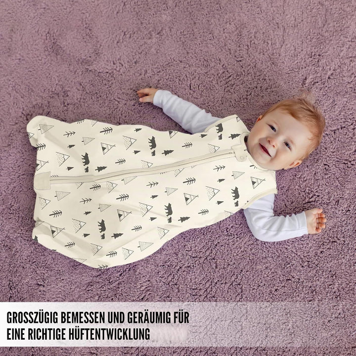 Mama Cheetah Baby Schlafsack, 0.5 TOG 100% Bio-Baumwolle, Ideal für den Sommer, Sommerschlafsack für