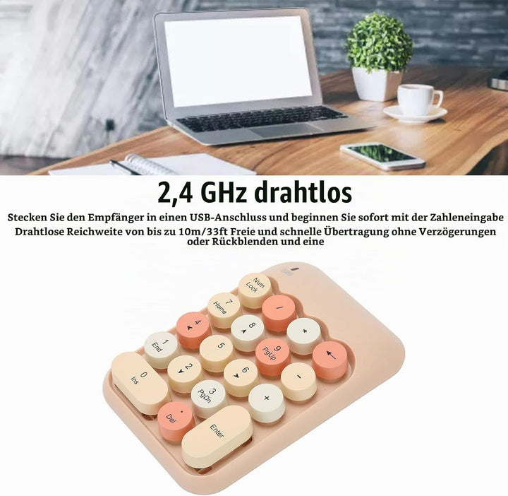 USB-Ziffernblock, Mechanischer Nummernblock für Laptop, 18 Tasten, Retro-Farbschreibmaschine, Runde