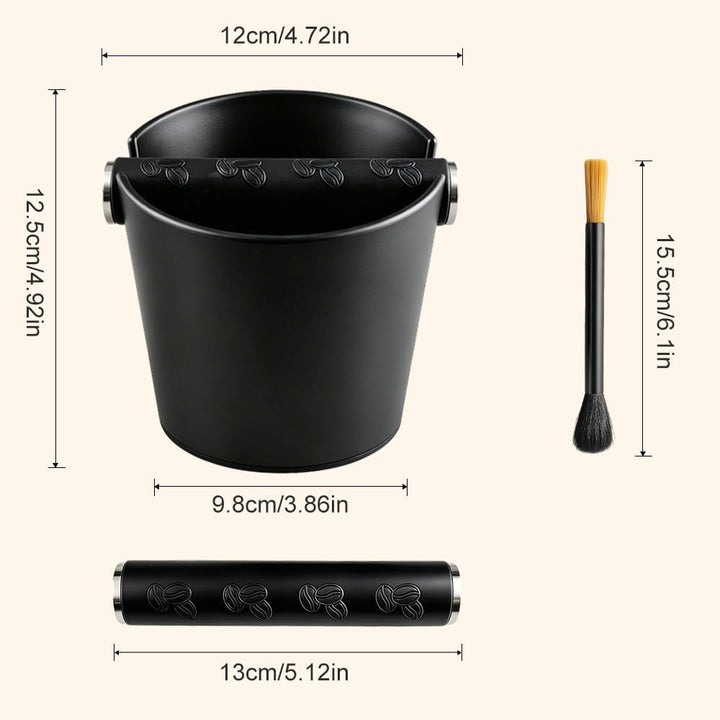 Abklopfbehälter für Siebträger, Espresso Kaffeesatz Abschlagbehälter mit Abnehmbarer Knock Bar und B
