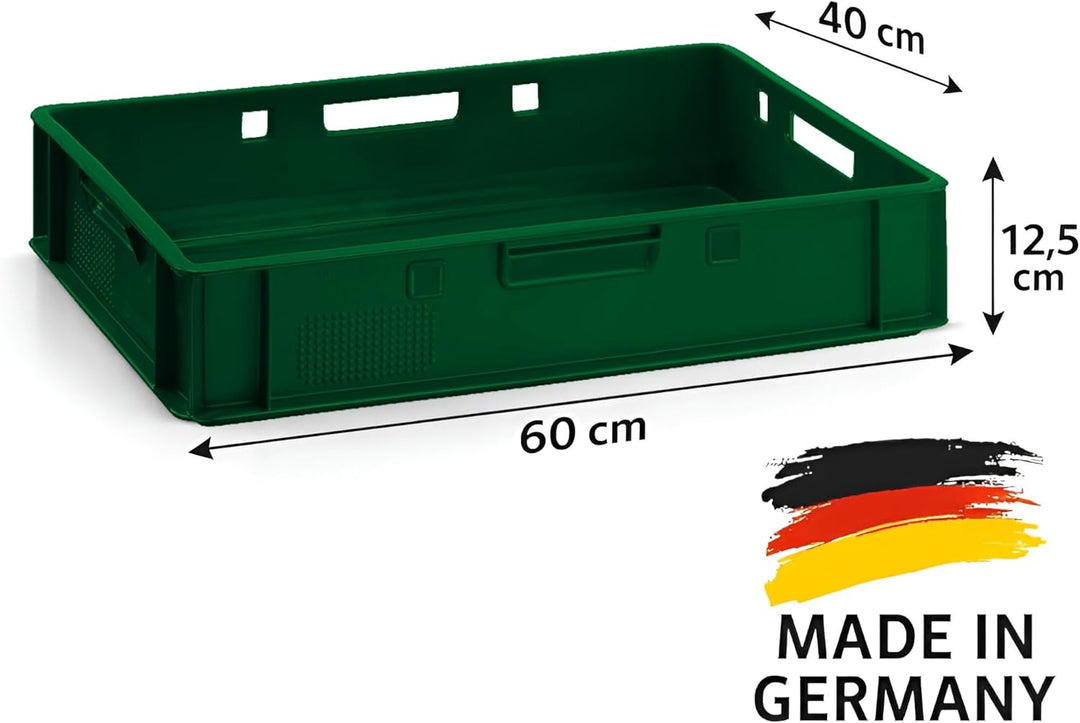 BURI 10 Stück Fleischkiste E1 Lagerkiste 60x40x12,5 cm Metzgerkiste Eurobox Dunkelgrün - flache Stap