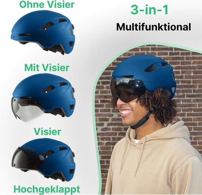 GOOFF Pilot S-Pedelec Helm - Schutz für schnelle E-Bike Fahrten – Fahrradhelm mit Visier und Licht –