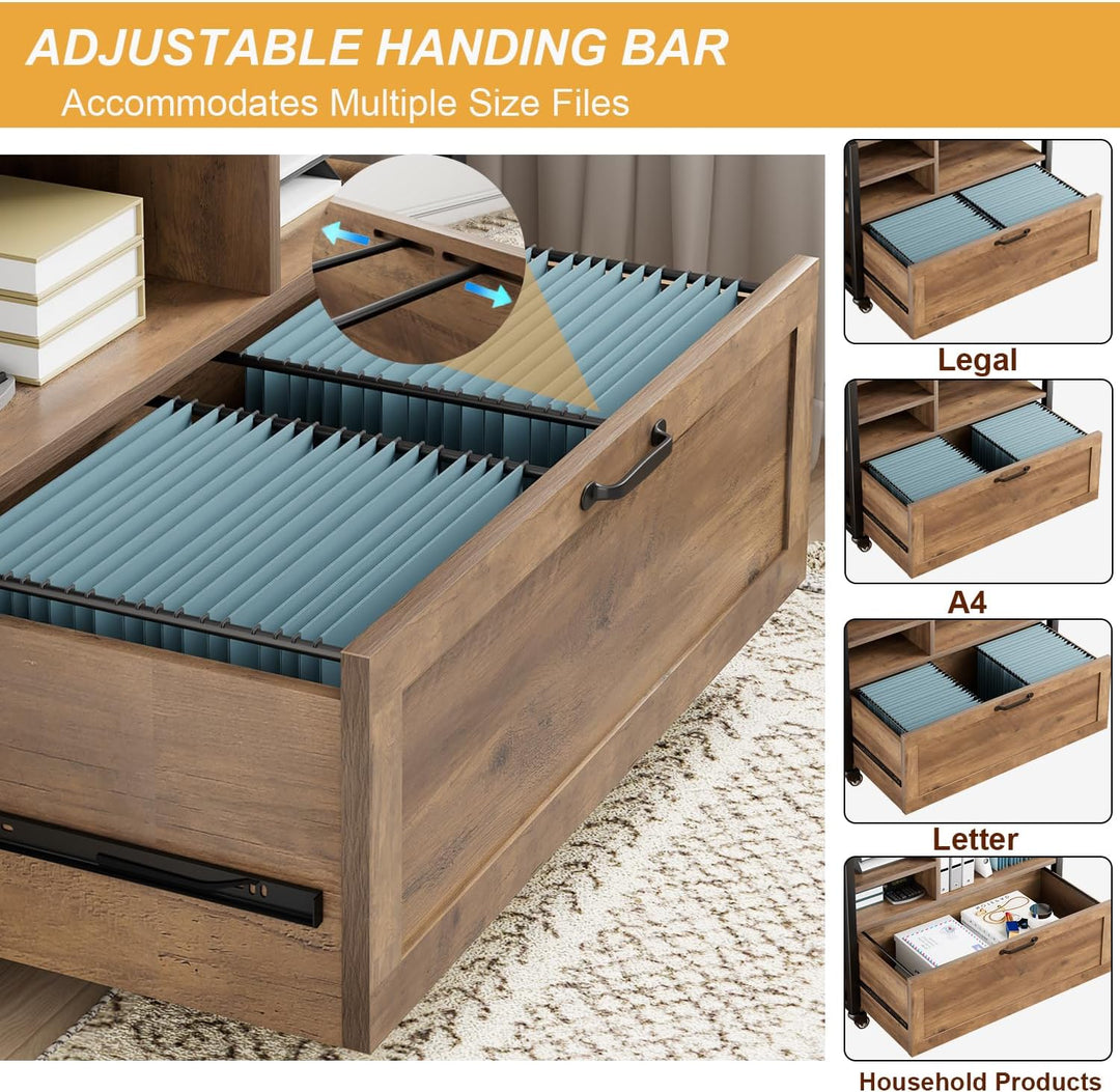 HSH Rollcontainer Mit Schublade Aktenschrank Büroschrank für DIN A4 Letter FormatGrösse Drucker Stän