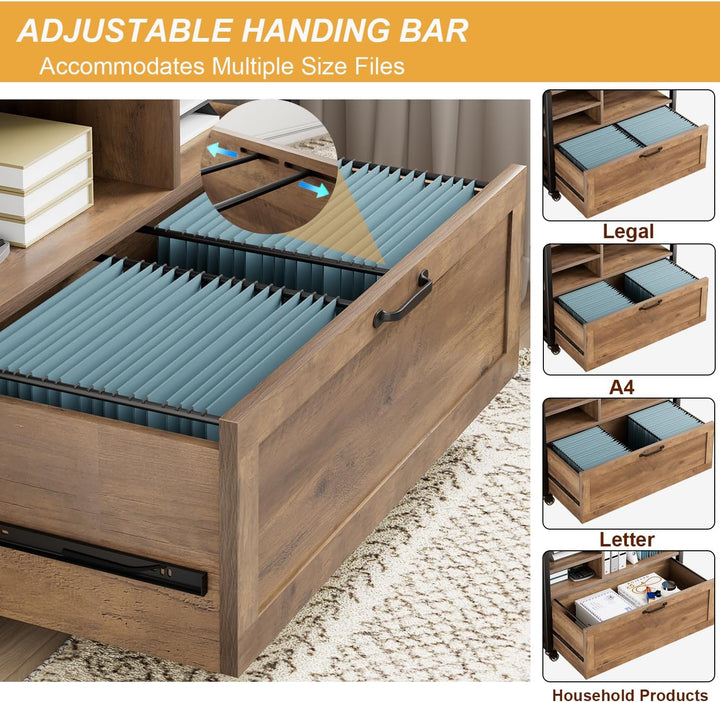 HSH Rollcontainer Mit Schublade Aktenschrank Büroschrank für DIN A4 Letter FormatGrösse Drucker Stän