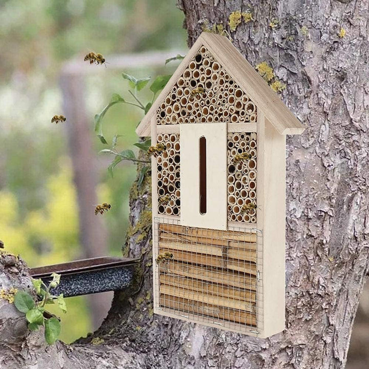 ANCLLO Grosses Bienenhaus Hotel Schmetterlingshäuser Outdoor Multi Qualität Natur Holz Insektenhotel