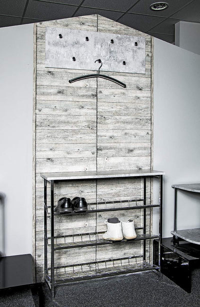 HAKU Möbel 42650 Wandgarderobe, Metall, Betonoptik-chrom,, 5,5 x 80 x 30 cm, Betonoptik-chrom
