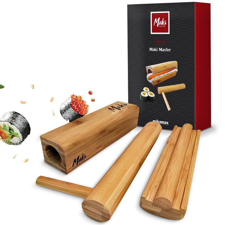 Mikamax - Maki Master - Sushi Set -Sushi Maker - 100% Bambus - Sushi Selber Machen Set - Sushi
