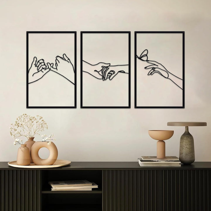 Resama Minimalistische Linien Weiblicher Körper Handform Metall Wandkunst Dekor, Moderne Abstrakte L