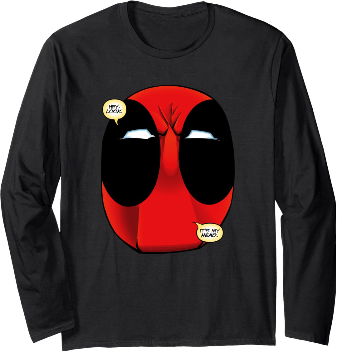 Marvel Deadpool Wade Wilson Hey Look It's My Head Langarmshirt