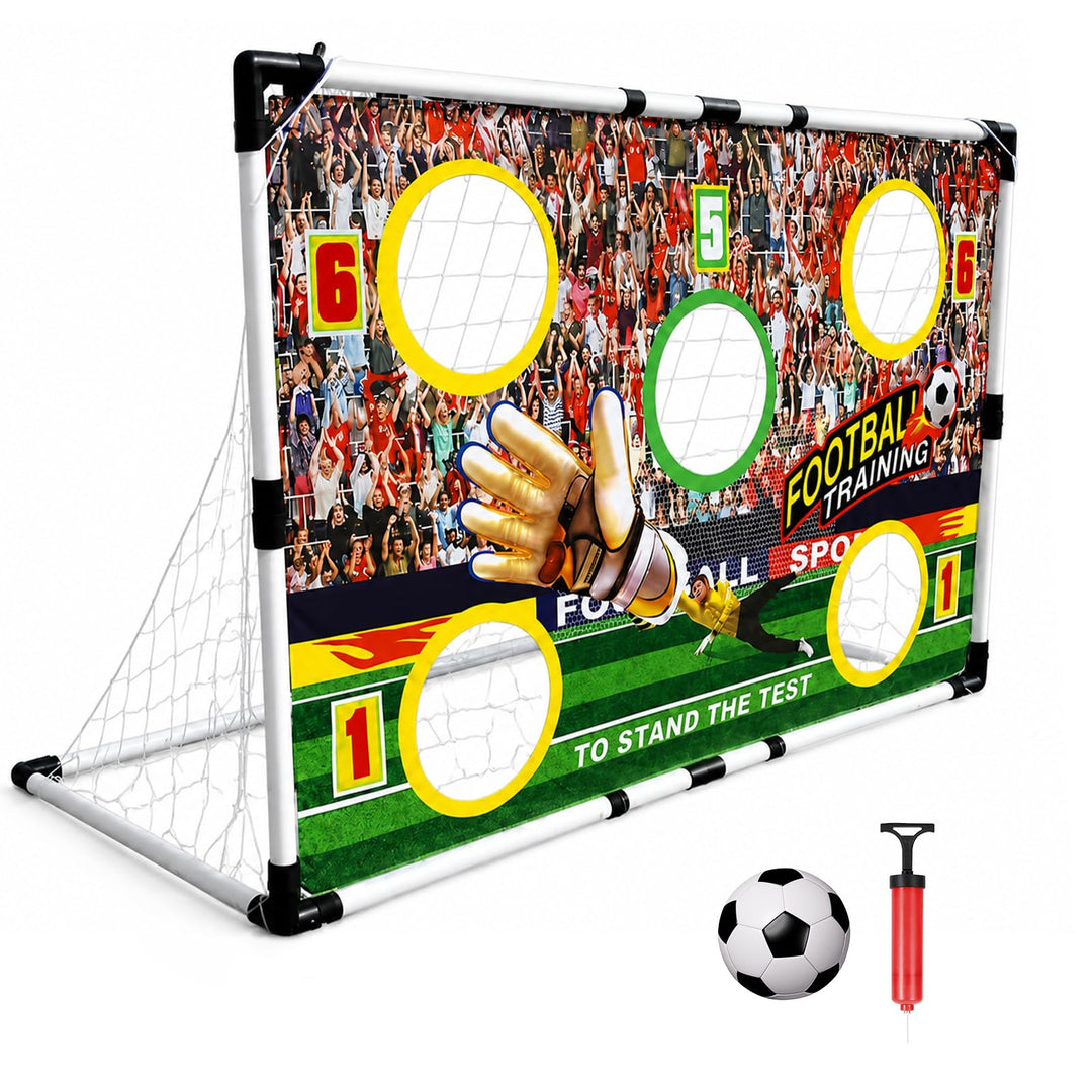 2-in-1 Fussballtor für Kinder, 120 * 78cm, Tragbares &amp; Stabiles Fussballtore mit 5 Zielbereichen fus