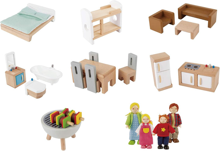 Puppen-Villa von Hape| Preisgekröntes Puppenhaus mit 10 Zimmern aus Holz ab 3 Jahren Puppen-Villa mi