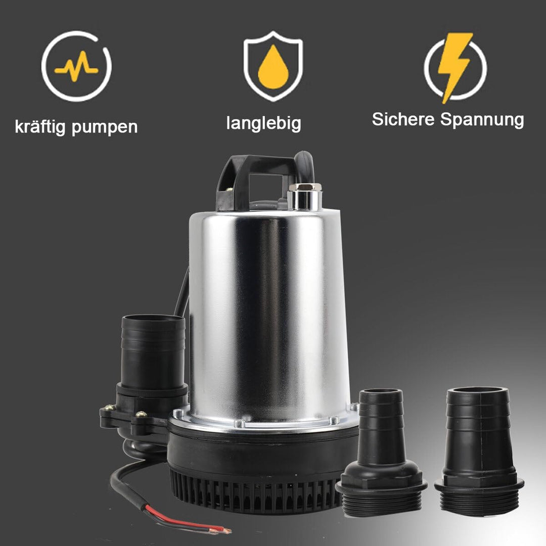 Tauchpumpe 12V Schmutzwasserpumpe Entwässerungspumpe 160W 6000L/h Förderpumpe Schmutzwasserpumpe Bru