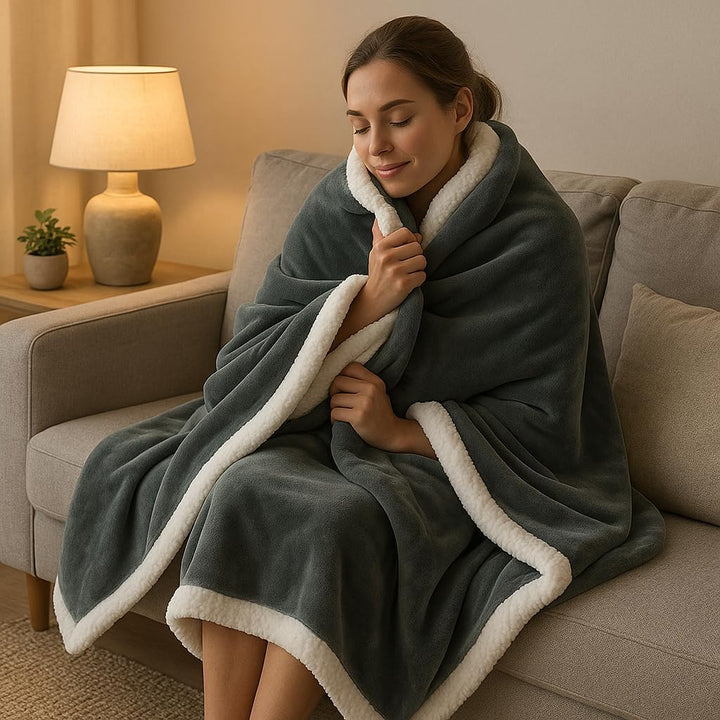 Betz Luxus Flanell Sherpa Kuscheldecke Flauschig Sofa Fleecedecke Verona - Wohndecke XXL Warm Sofade