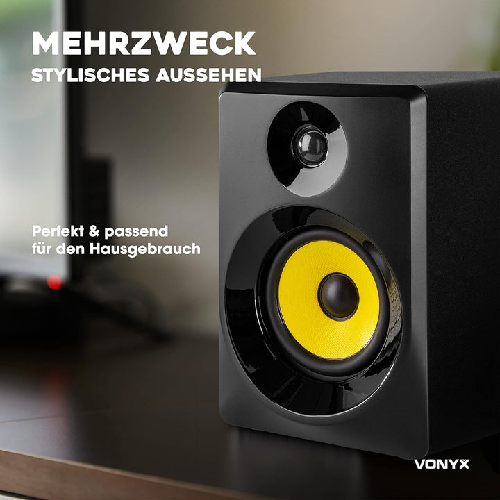 Vonyx SMN30B - Studio Monitor, Aktiv Lautsprecher Set, 60 Watt, 3 Zoll Studiolautsprecher Set, DJ Mo