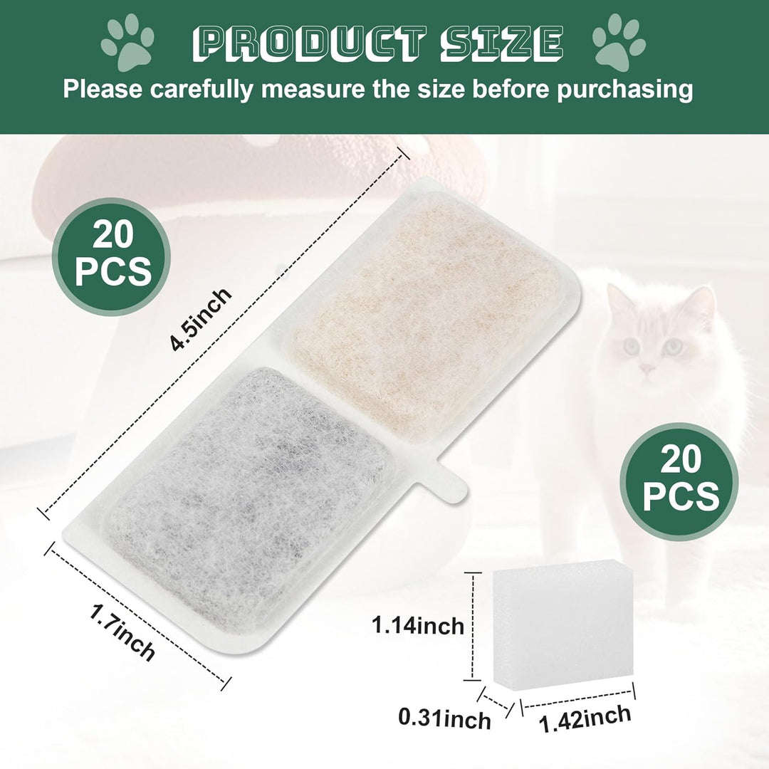 Katzenbrunnen Filter, 40er Pack Filter katzenbrunnen, einschliesslich 20 Trinkbrunnen Filter und 20
