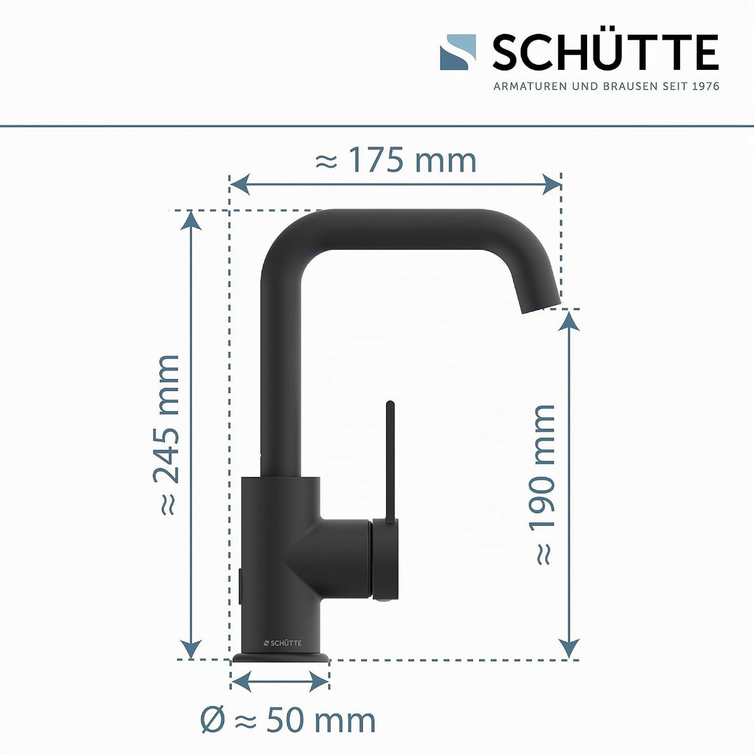 SCHÜTTE 33126 Waschtischarmatur LOS ANGELES mit hohem Auslauf, Wasserhahn für das Bad mit Pop-Up Exz