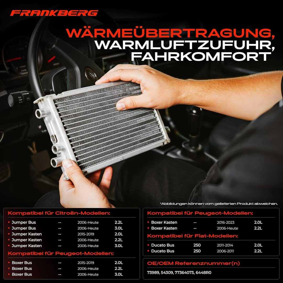 Frankberg Wärmetauscher Innenraumheizung Kompatibel mit Boxer Bus 2.0L-3.0L 2006-Heute Ducato Kasten