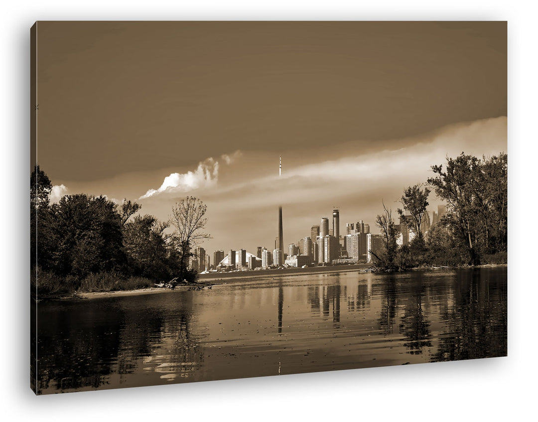 deyoli Küste von Toronto Kanada Format: 80x60 Effekt: Sepia als Leinwand, Motiv fertig gerahmt auf E