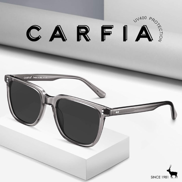 CARFIA Polarisierte Herren Sonnenbrille mit Rechteckig Acetatrahmen, 100% UV-Schutz Sportliche Sonne
