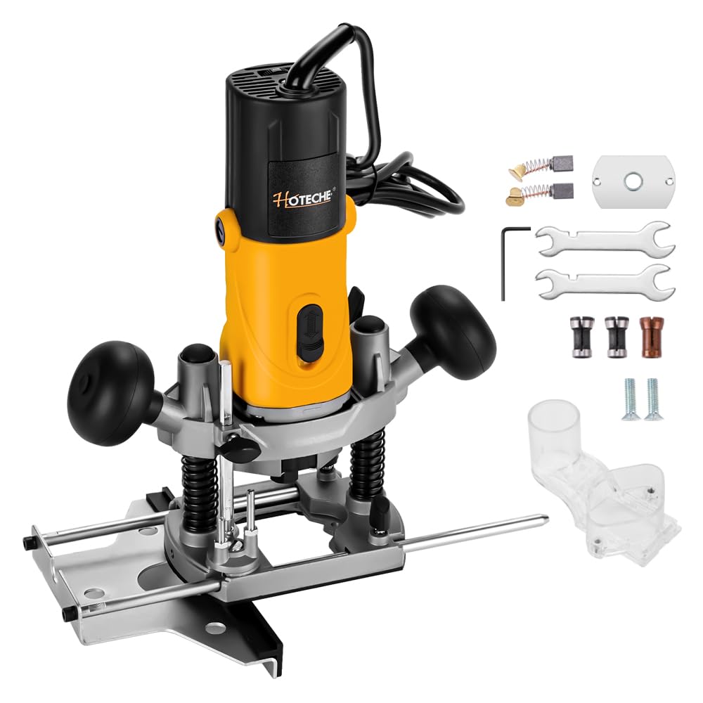 Hoteche 850W Oberfräse mit 30mm max Arbeitstiefe - Elektrische Holzfräse mit Kupferdrahtmotor, 11500