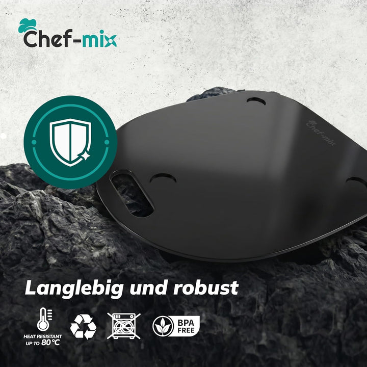Gleitbrett Ersatz für Thermоmix Unterlage Rollbrett Gleiter mit Handgriff Brett Schwarz aus Acryl Le