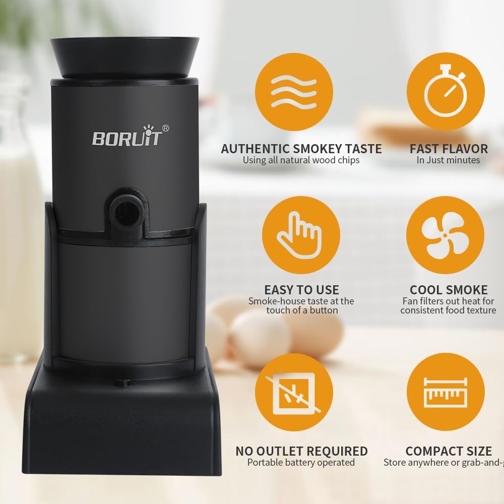 BORUIT Rauchen Gun Lebensmittel Raucher Portable Holz Cocktails Rauch Infuser mit Holzchips, Lebensm